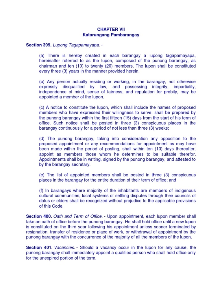 PD 1508 - Katarungang Pambarangay Law | PDF | Settlement (Litigation ...