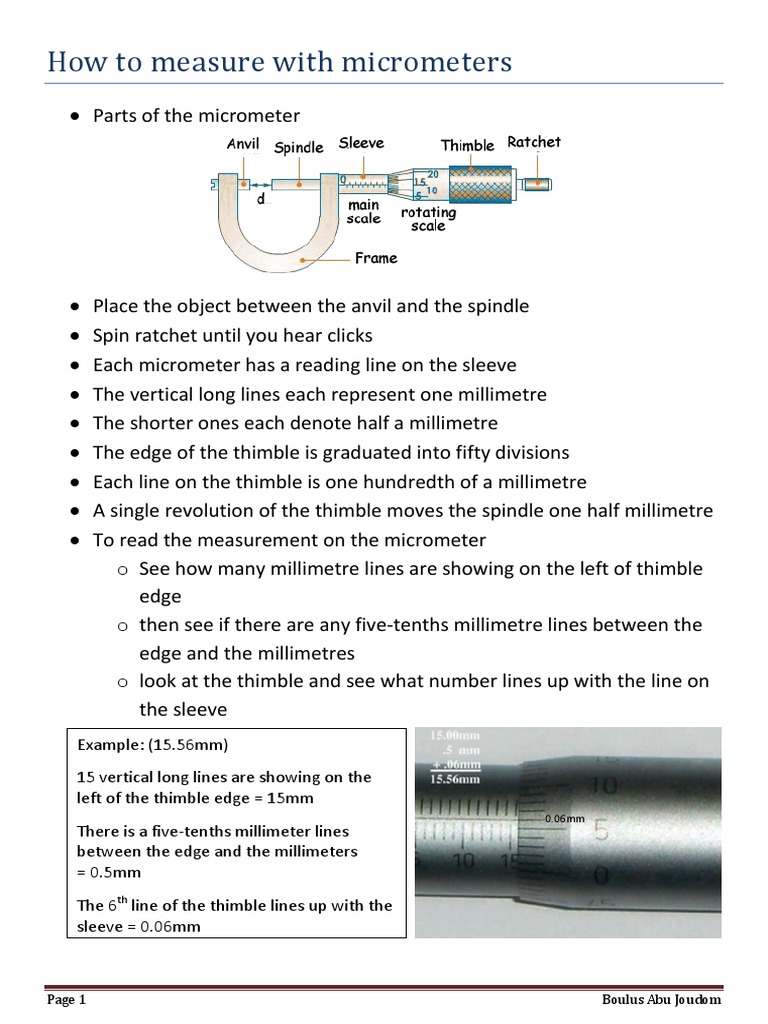 Micrometer Measurement Guide | PDF | Lifestyle