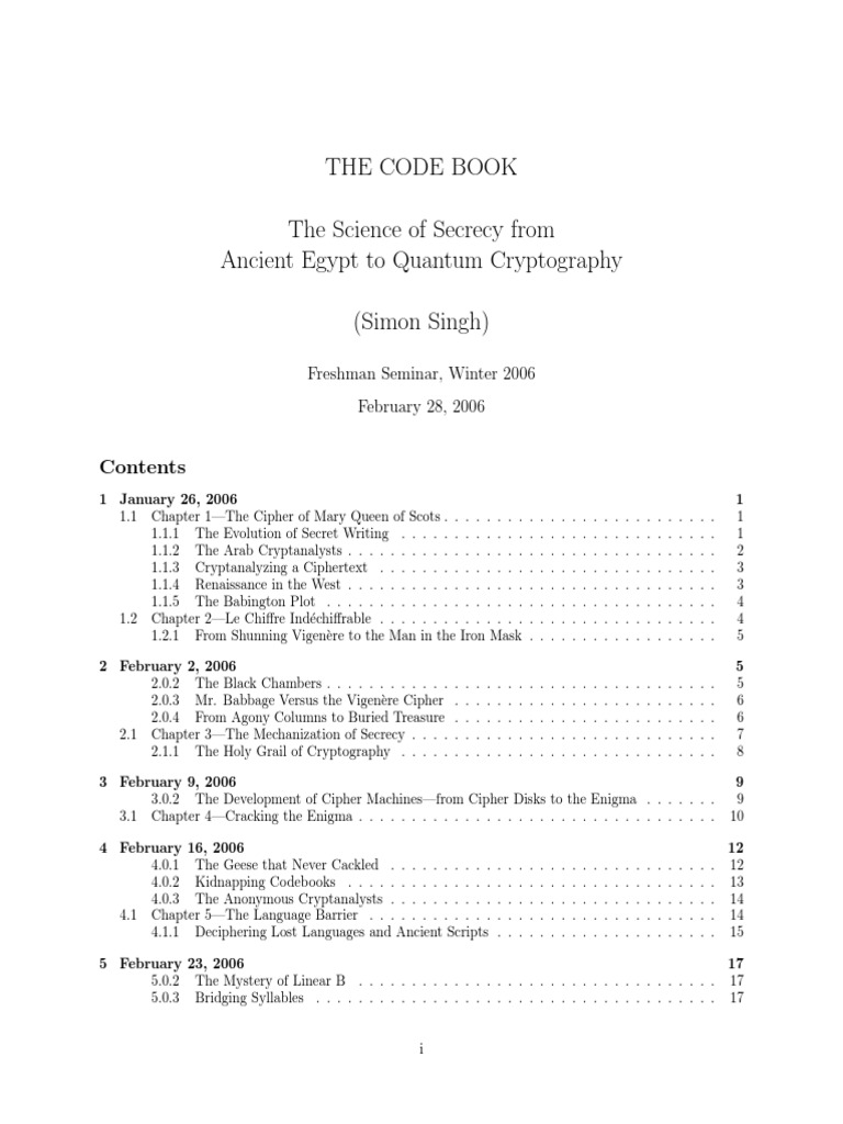The Code Book The Science of Secrecy From Ancient Egypt To Quantum ...