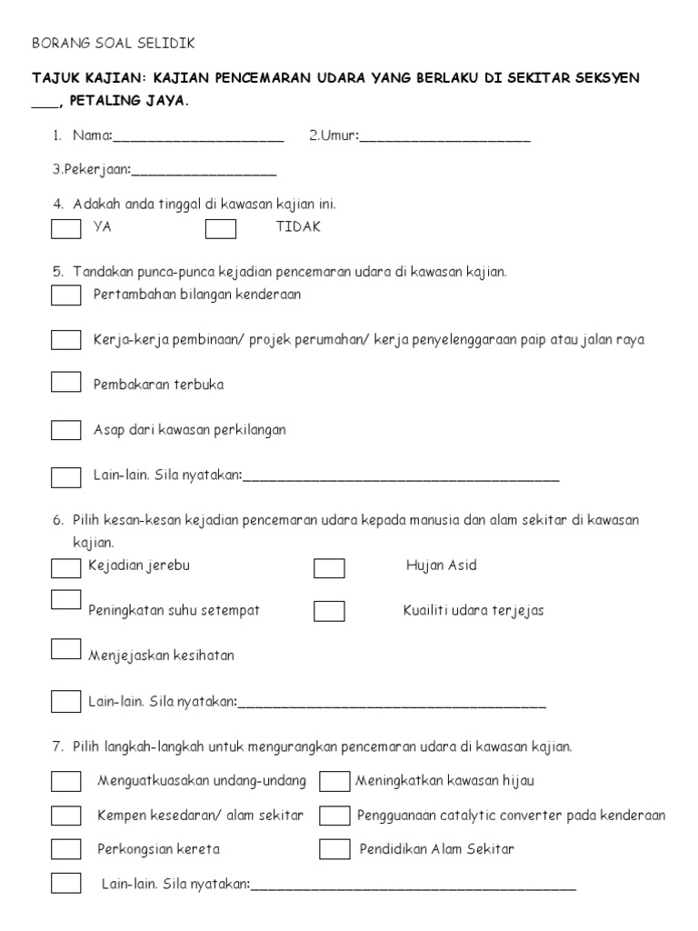Borang Soal Selidik Pdf