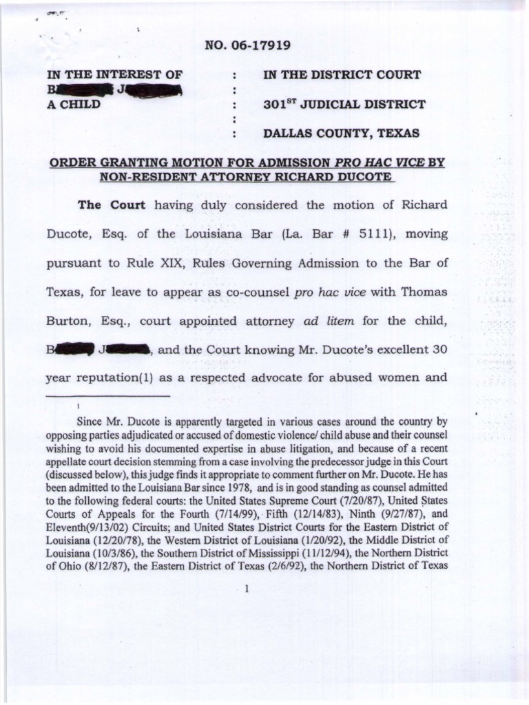 In Re A Minor Child in The 301st JD Dallas TX PDF United States In Re A Minor Child in The 301st JD Dallas TX PDF United States