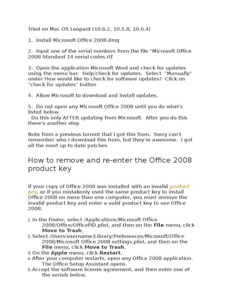 Read First Ms Office 2008 Sp2 | PDF