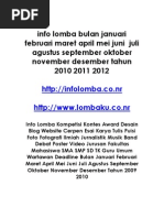Download Info Lomba Bulan Januari Februari Maret April Mei Juni Juli Agustus September Oktober November Desember Tahun 2010 2011 2012 by citra fx SN24255268 doc pdf