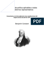 Benjamín Constant - Principios de Politica Aplicables A Todos Los Gobiernos Representativos PDF