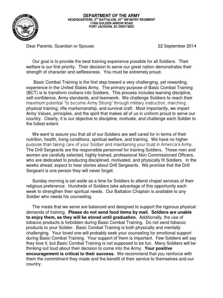 BN Commander S Letter PDF | PDF | United States Army | Drill Instructor
