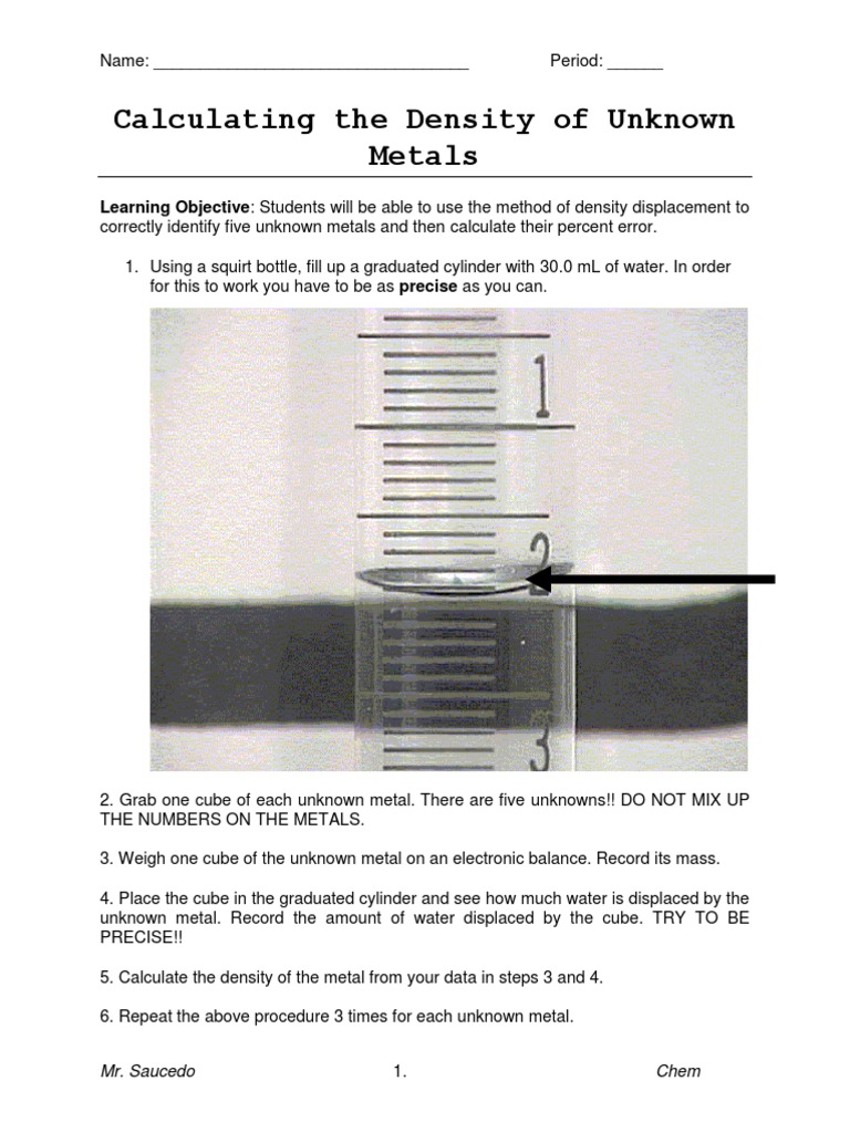 Experiment Density Lab Pdf Density Volume