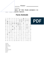 Word Search Farm Animals Answer