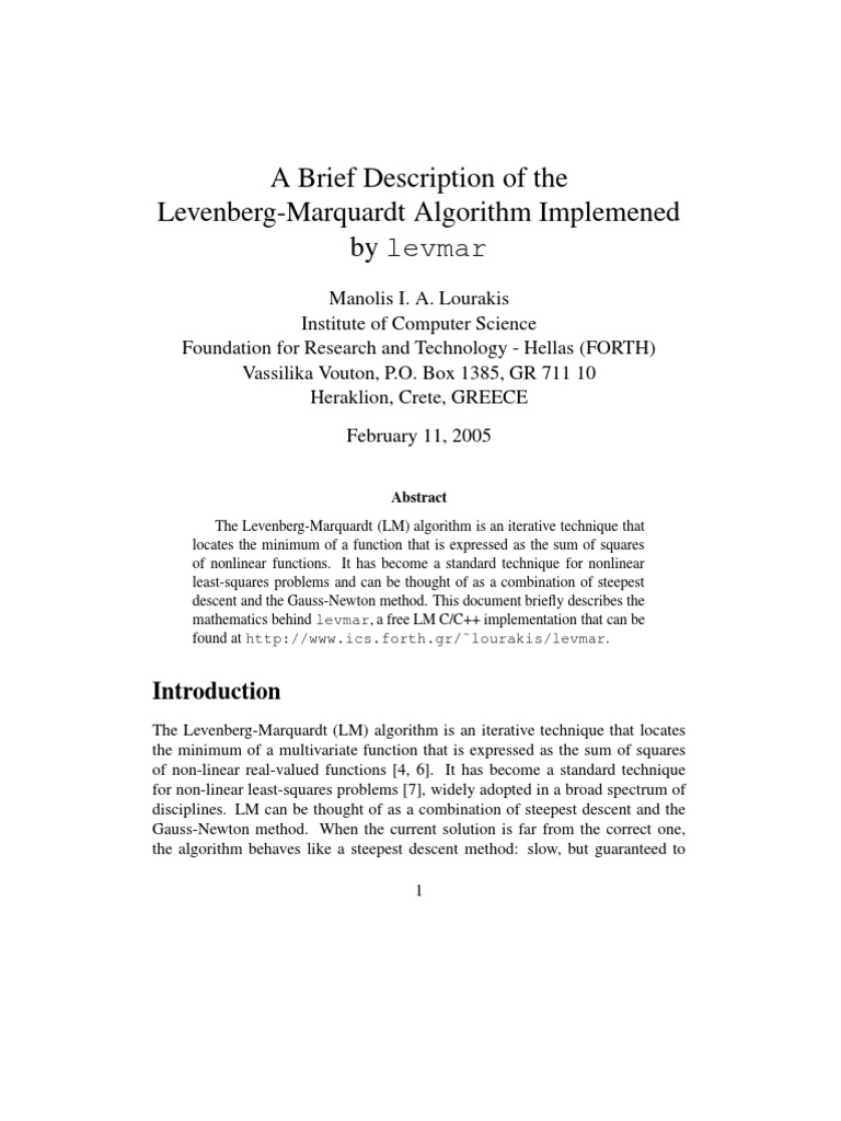 Levenberg-Marquardt Algorithm Overview | PDF | Ordinary Least Squares ...