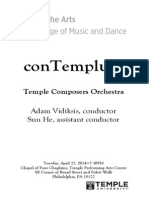 Temple Composer's Orchestra Program Spring 2014