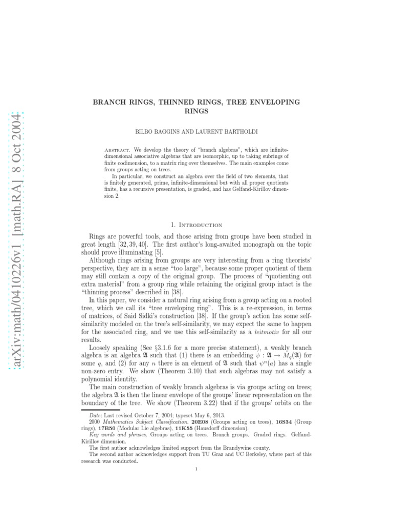 Various Types of Algebraic Rings | PDF | Ring (Mathematics) | Group ...