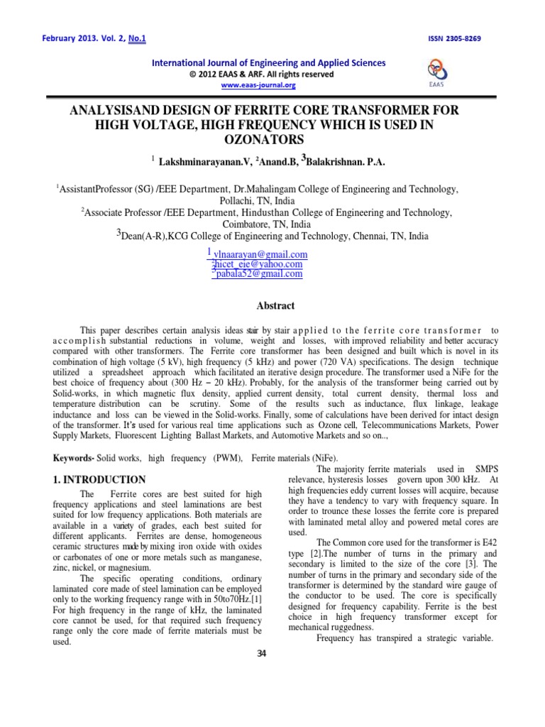 Ferrite Core Transformer Design Engineering and Technology 6 PDF
