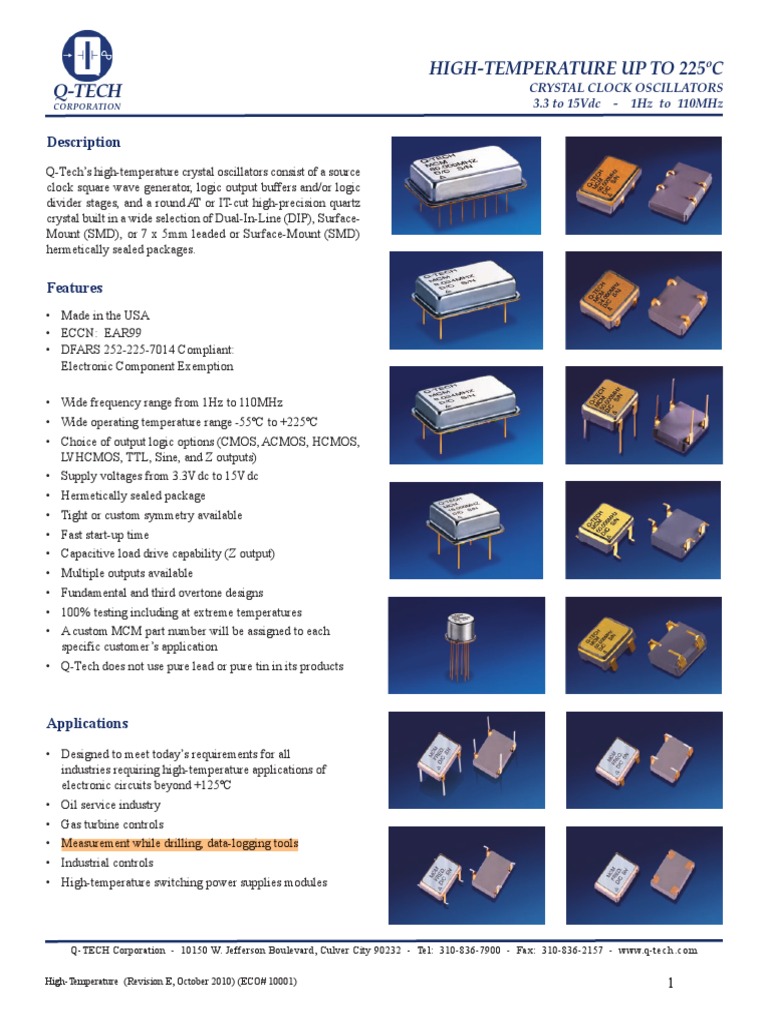 HighTemperature Crystal Oscillators A Technical Overview of QTech