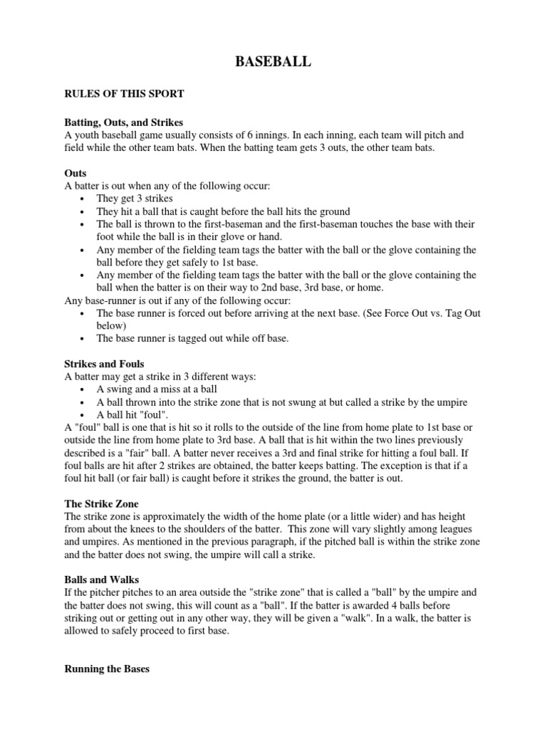 Baseball Rules of This Sport PDF Baseball Field Batting (Baseball)