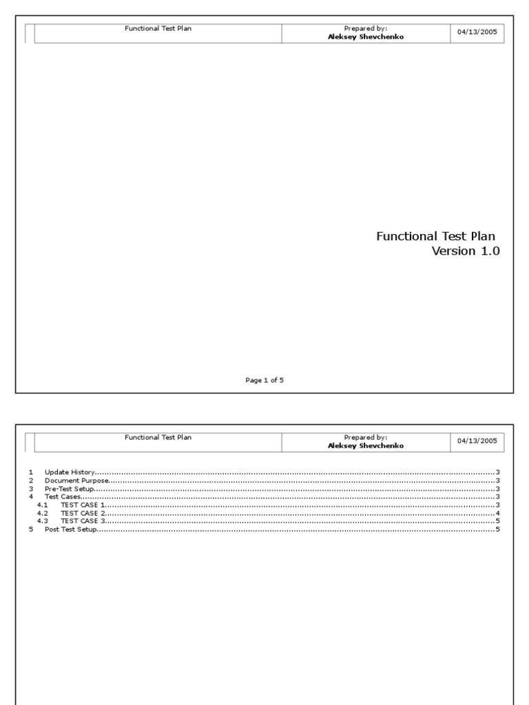 Functional Test Plan for Application X | PDF