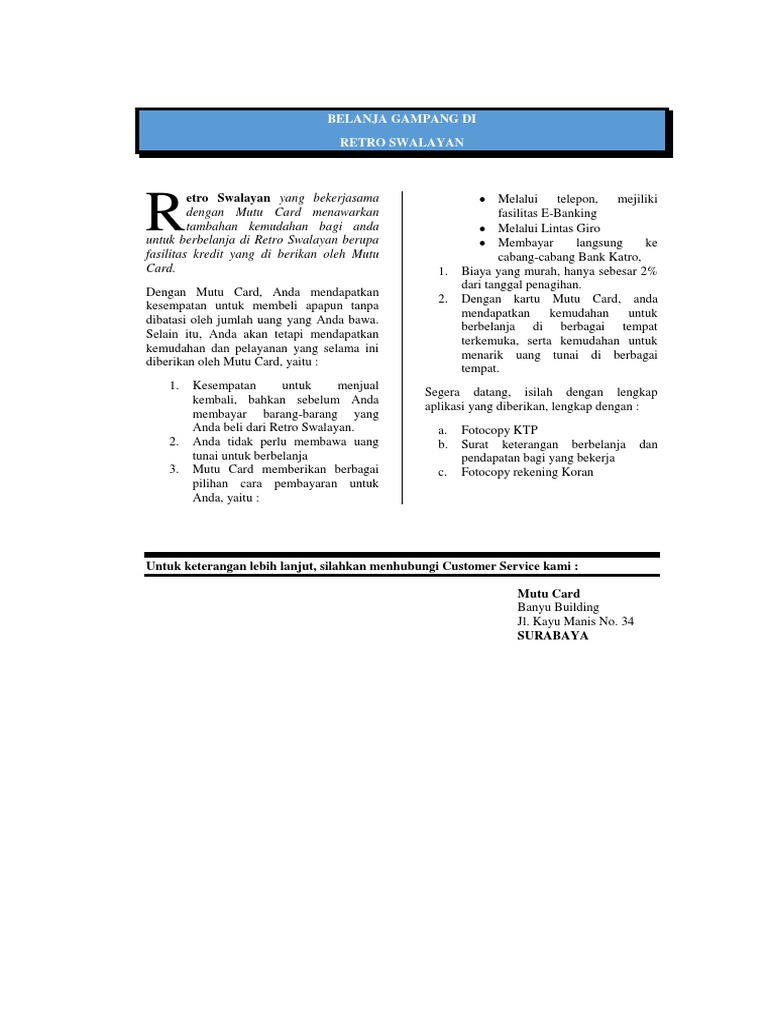 Belanja Mudah dengan Mutu Card | PDF