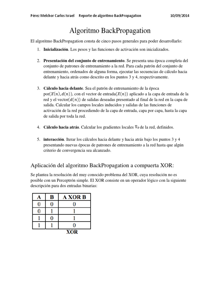 Algoritmo BackPropagation | PDF | Matemáticas Aplicadas | Matemáticas ...
