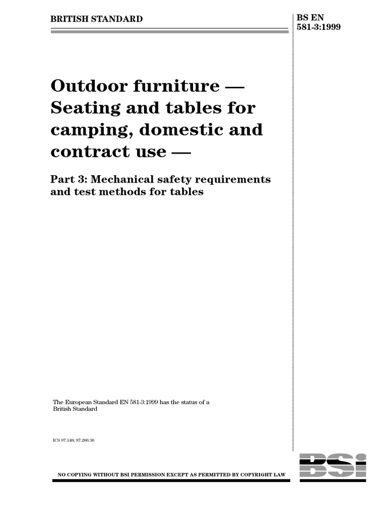 BS Standard Outdoor Furniture PDF PDF Standardization Copyright