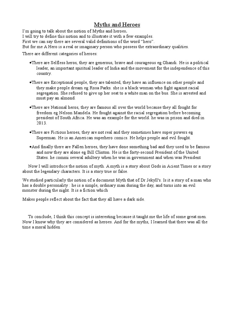 Bac Anglais Myth Et Hero Odt Pdf