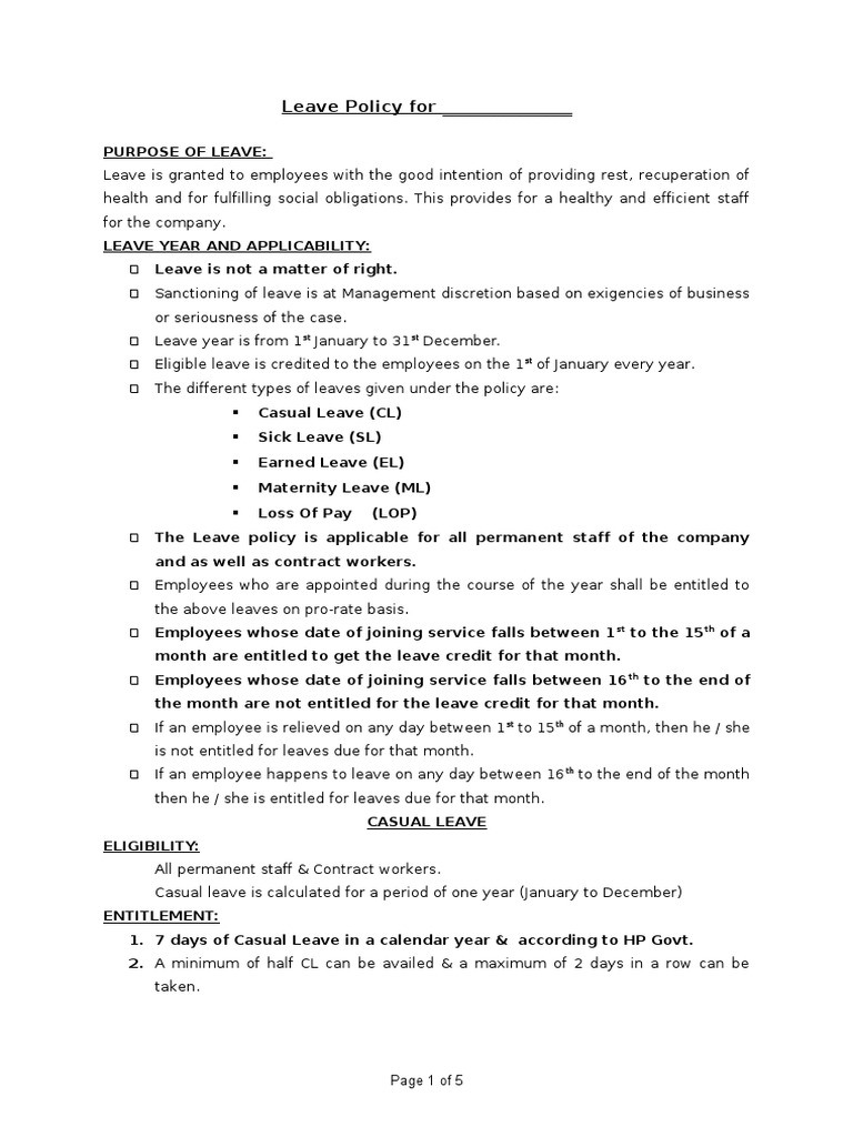 BHEL Leave Policy Overview | PDF