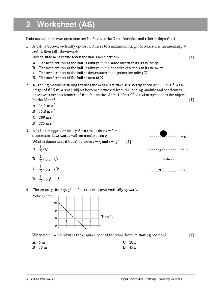 worksheet_02.pdf | Acceleration | Velocity