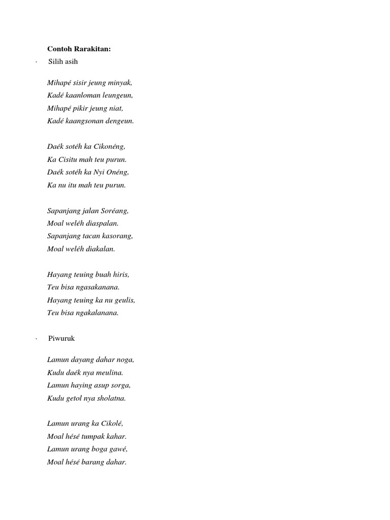 Contoh Rarakitan