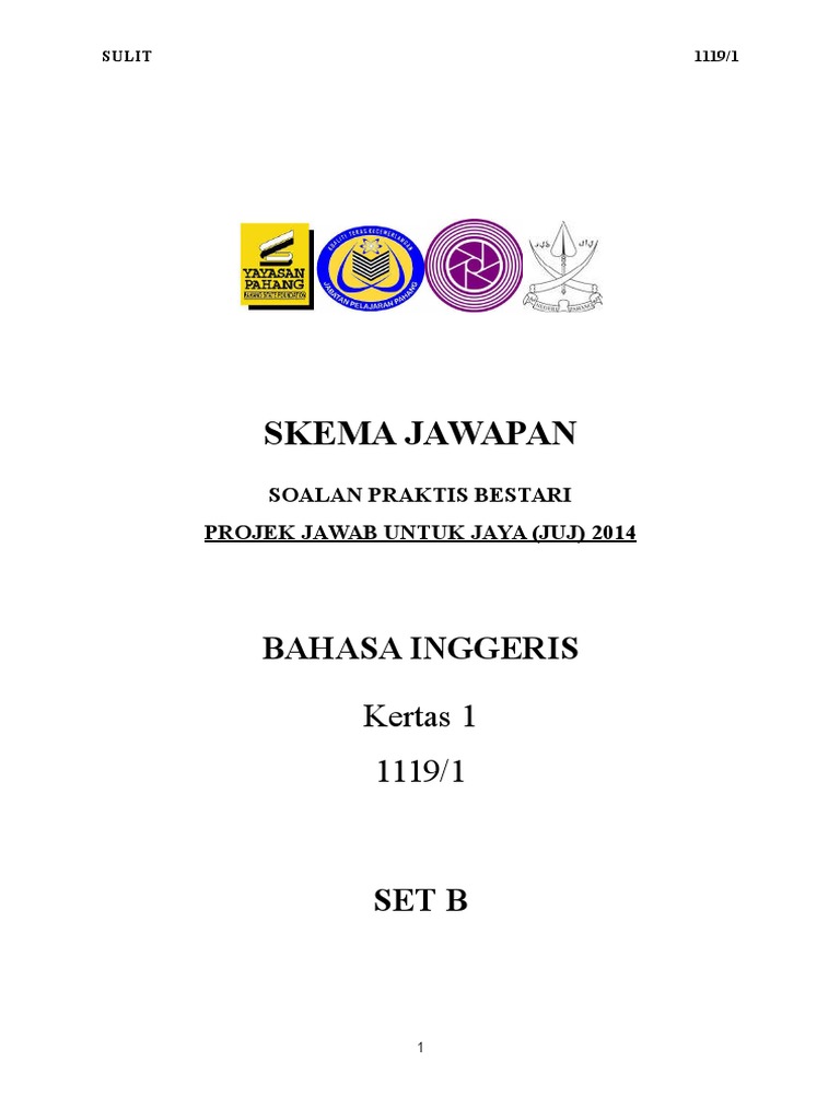 Juj Pahang Spm 2014 English K1 Set 2 Skema Pdf Semantics Style Fiction
