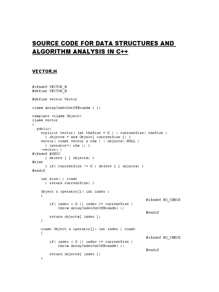 Source Code For Data Structures and Algorithm Analysis in C | PDF ...