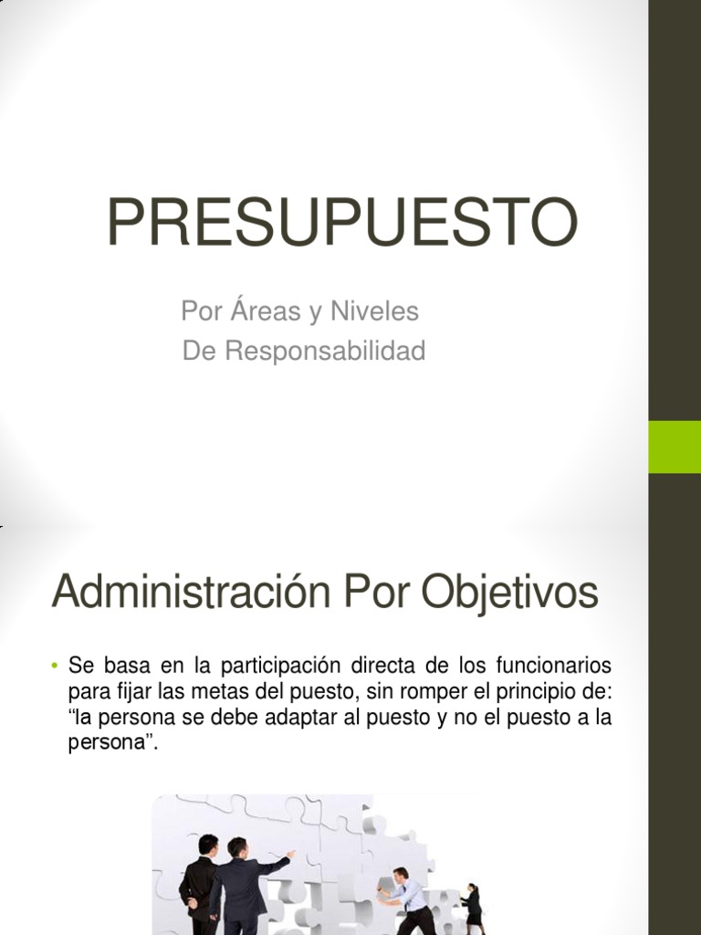 PRESUPUESTO POR AREAS Y NIVELES DE RESPONSABILIDAD EQUIPO