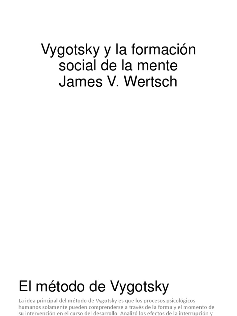Vygotsky y La Formación Social de La Mente Metodo | PDF | Ciencias sociales