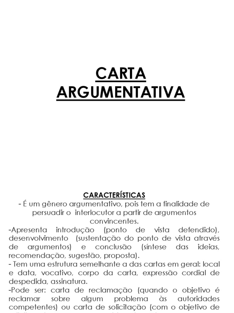 Estrutura e Exemplos de Carta Argumentativa | PDF | Tráfego | Cidade