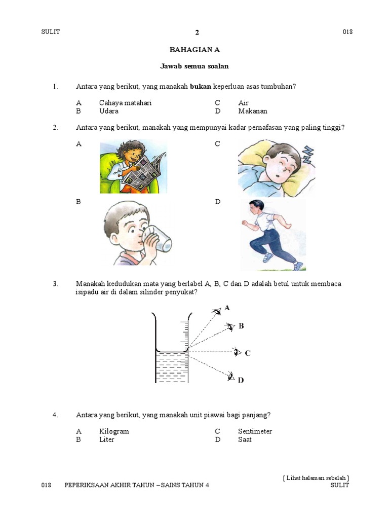 SOALAN AKHIR TAHUN SAINS TAHUN 4