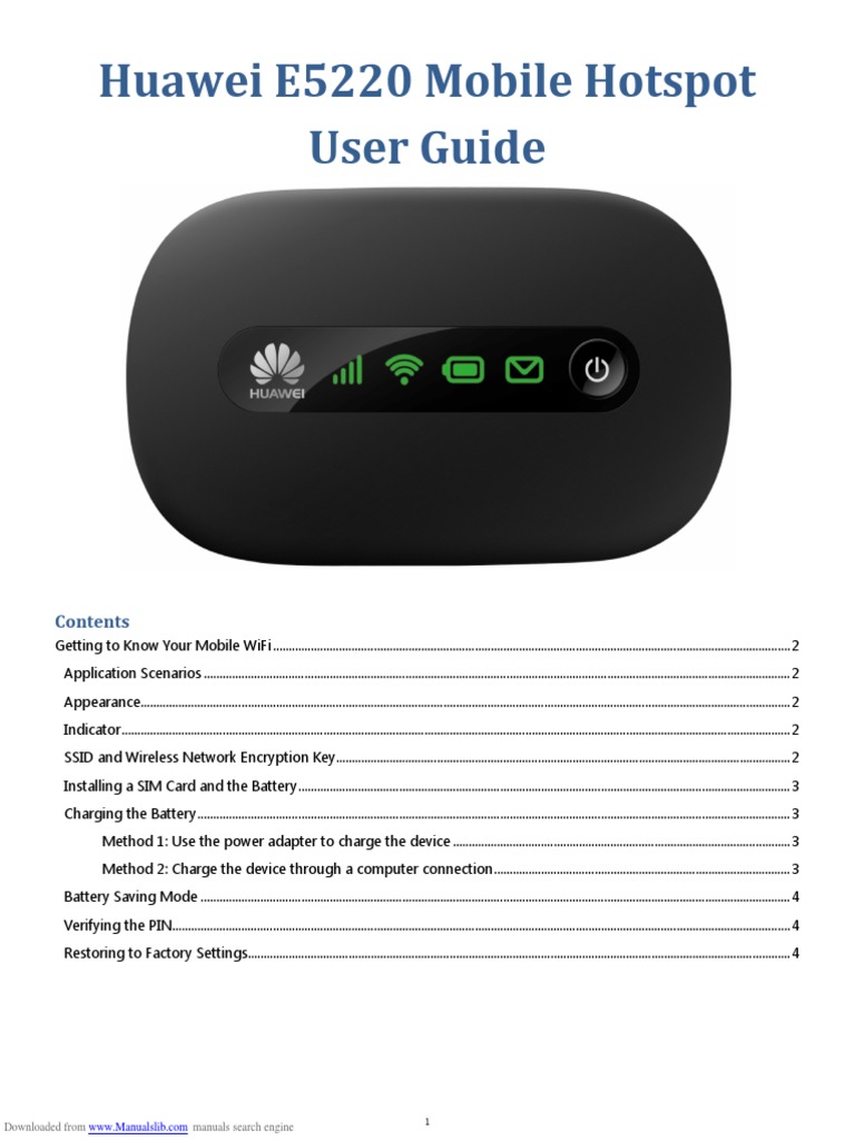 HUAWEI E5220 User Manual PDF | PDF | Wi Fi | Wireless Lan