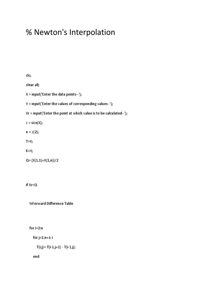 Newtons Interpolation | PDF