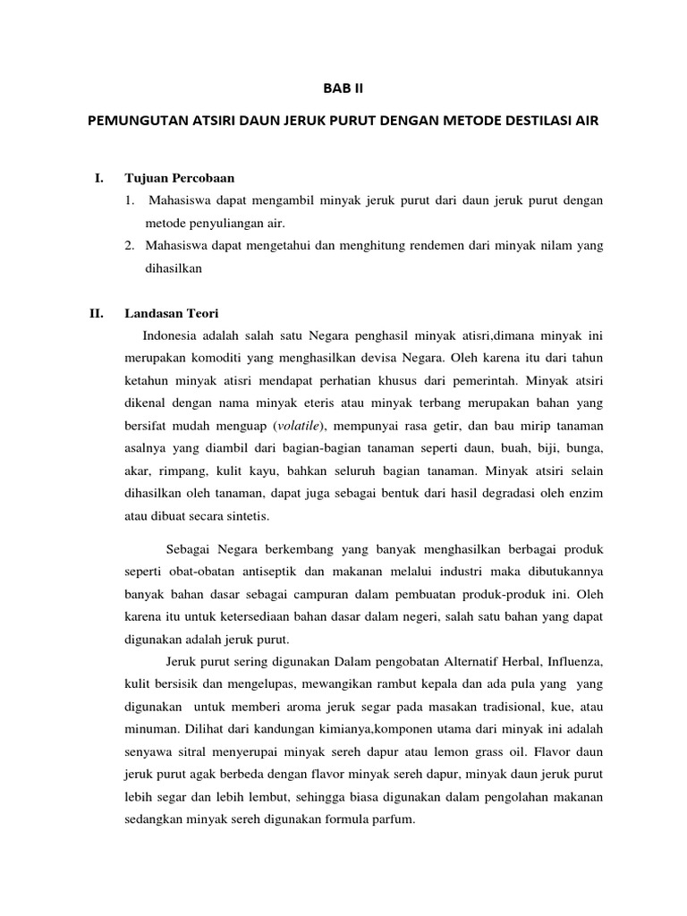 Pemungutan Atsiri Daun Jeruk Purut Dengan Metode Microwave | PDF