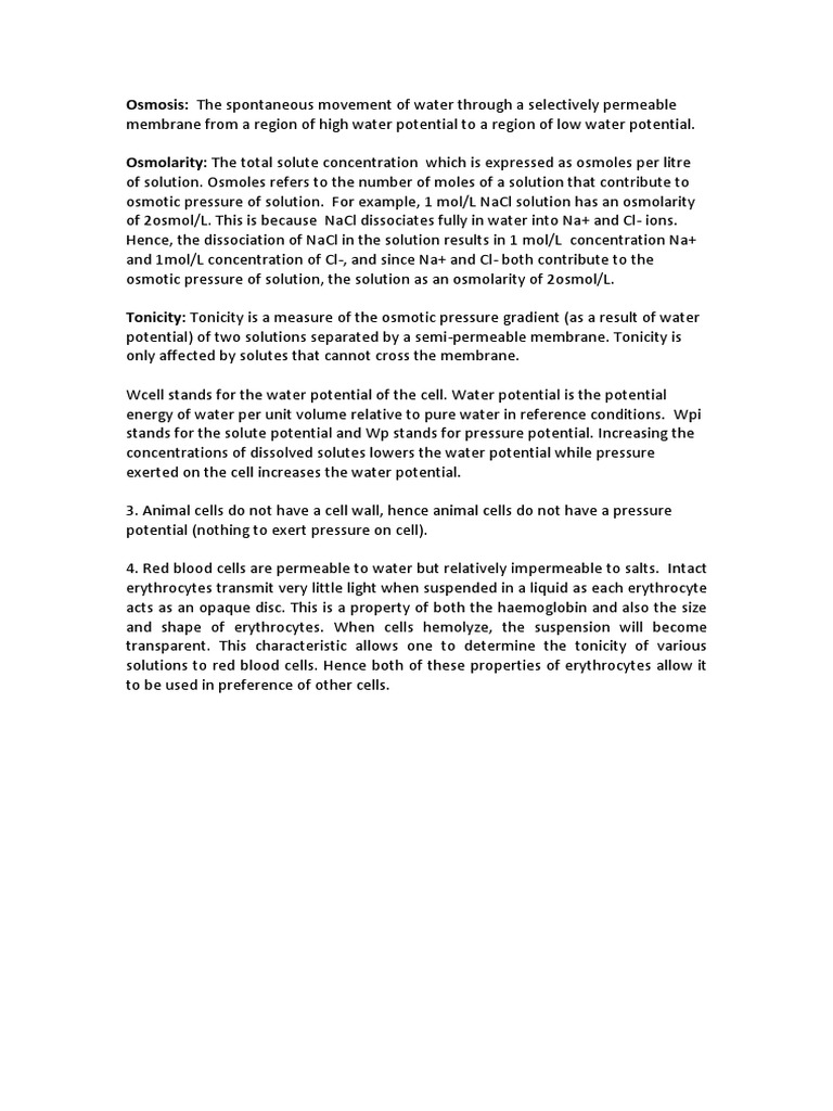 Osmosis Practical Pdf Osmosis Physical Chemistry