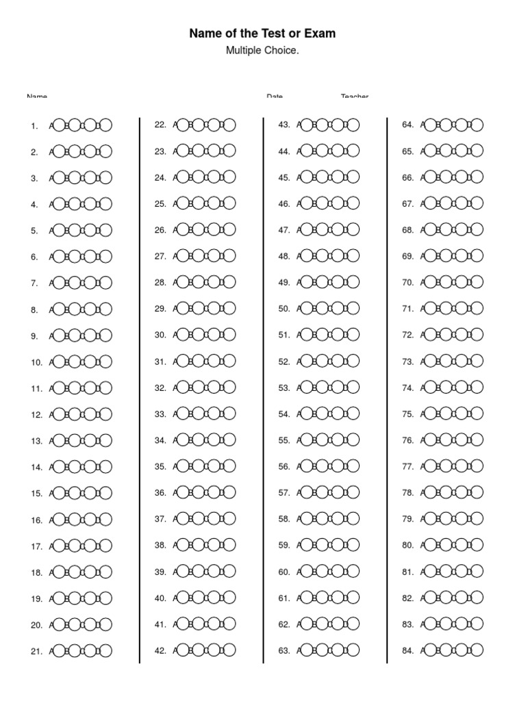 Multiple Choice Bubble Worksheets Math 2nd Grade