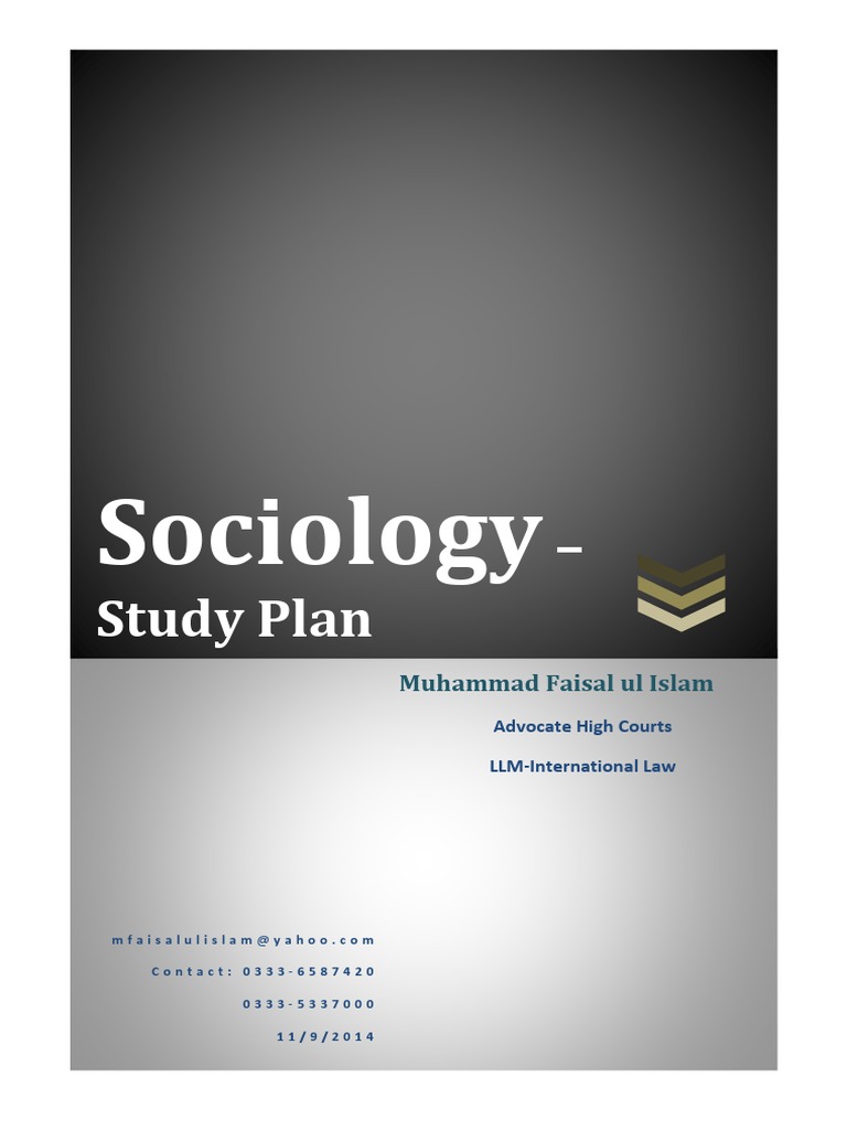 Sociology - Study Plan For CSS | PDF | Sociology | Institution