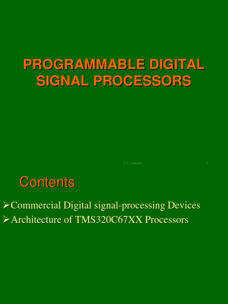 Programmable DSP Lecture1 PDF Digital Signal Processor