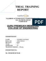 Talbros Automotive Training Report