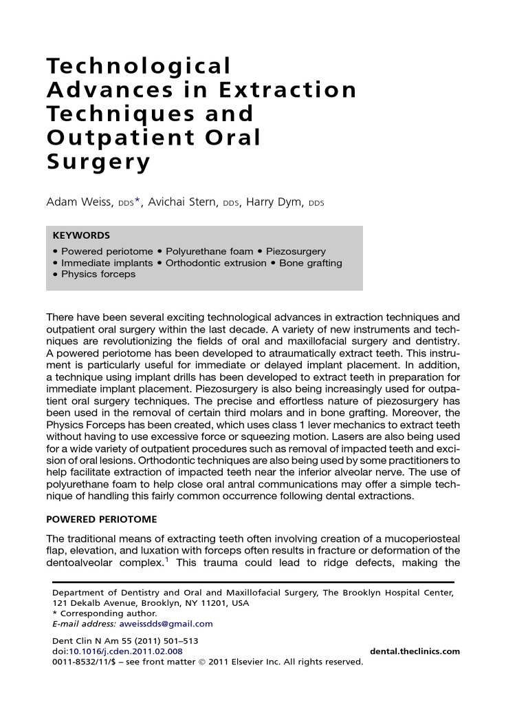 Advanced Extraction Techniques in Dentistry | PDF | Dental Implant ...