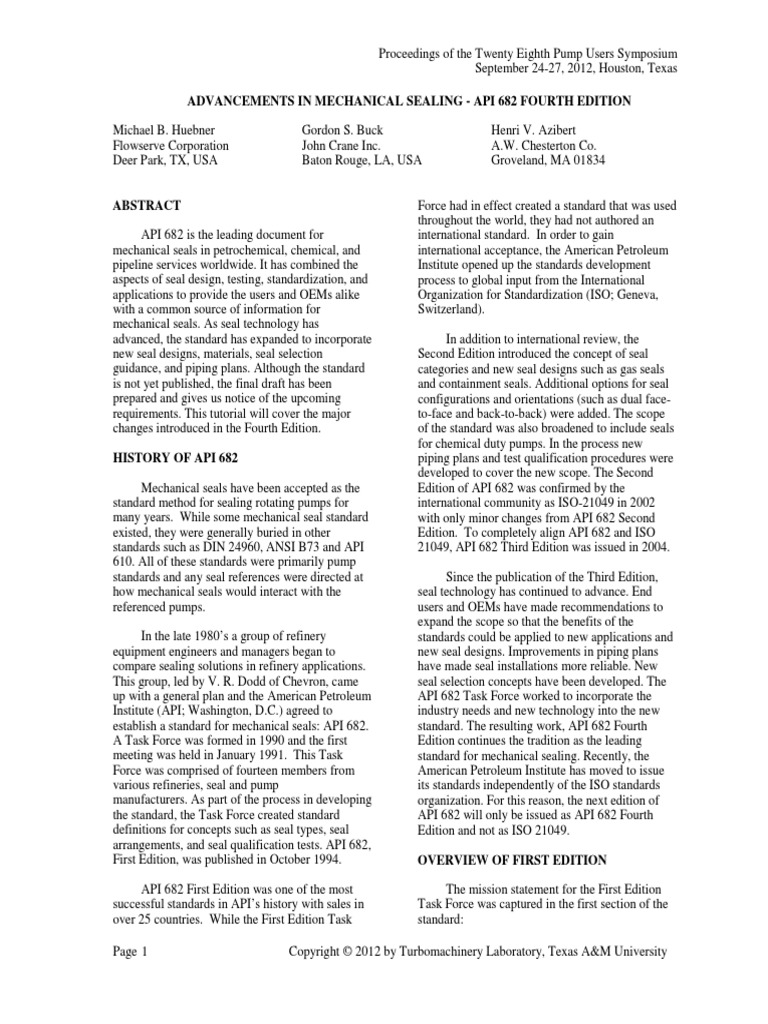 API 682 4th Edition | PDF | Pump | Screw
