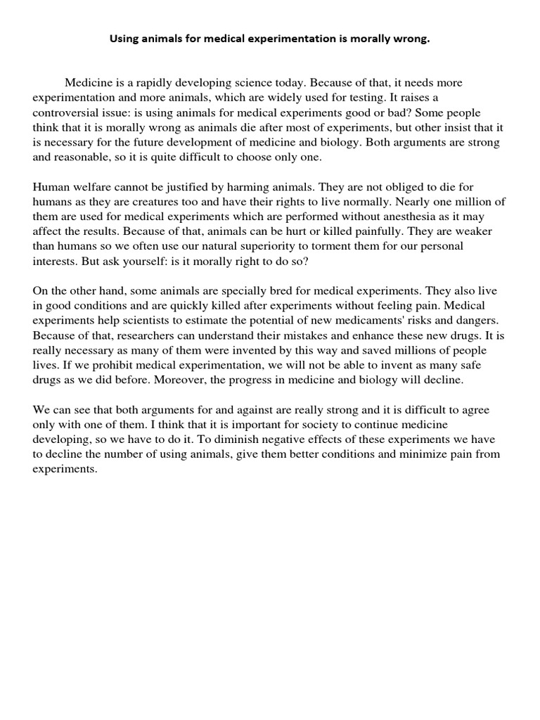 Morality of Animal Testing in Medicine | PDF | Wellness