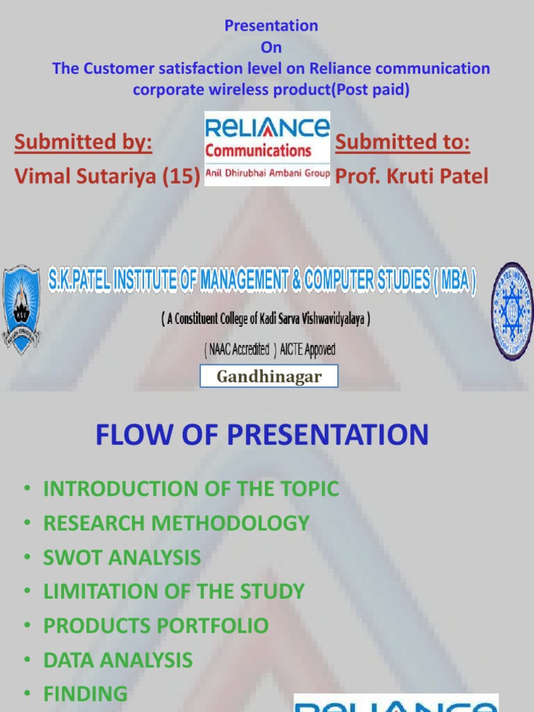 Reliance Final Presentation Customer Satisfaction | PDF | Mobile Phones ...