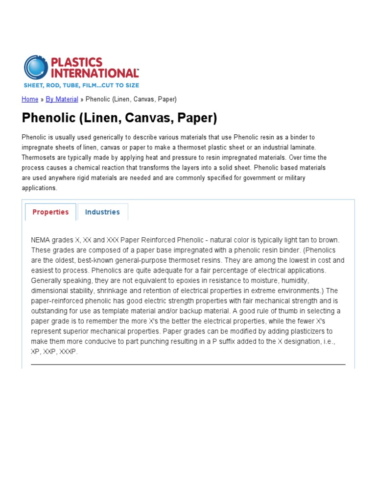 Phenolic (Linen, Canvas, Paper) PDF Epoxy Paper