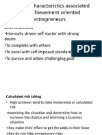 Common Characteristics Associated With Achievement Oriented Entrepreneurs