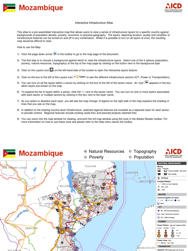 Mozambique Infrastructure Atlas Guide | PDF | Mozambique | Map