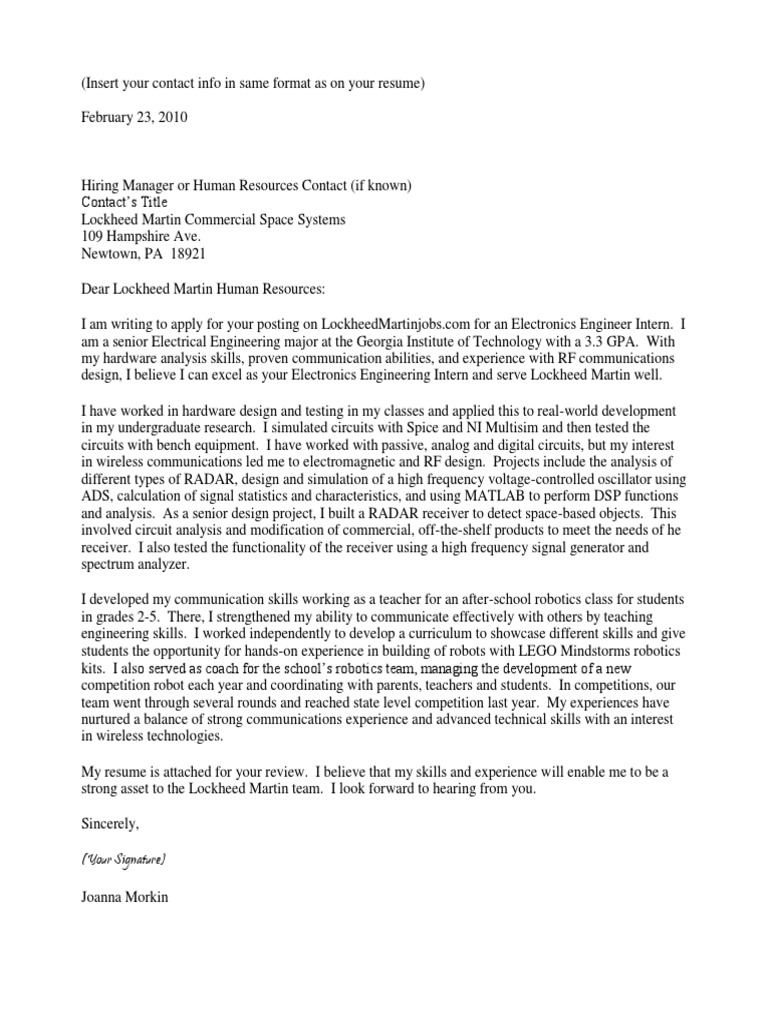 Elegant Cover Letter Sample | Electronics | Electronic ...