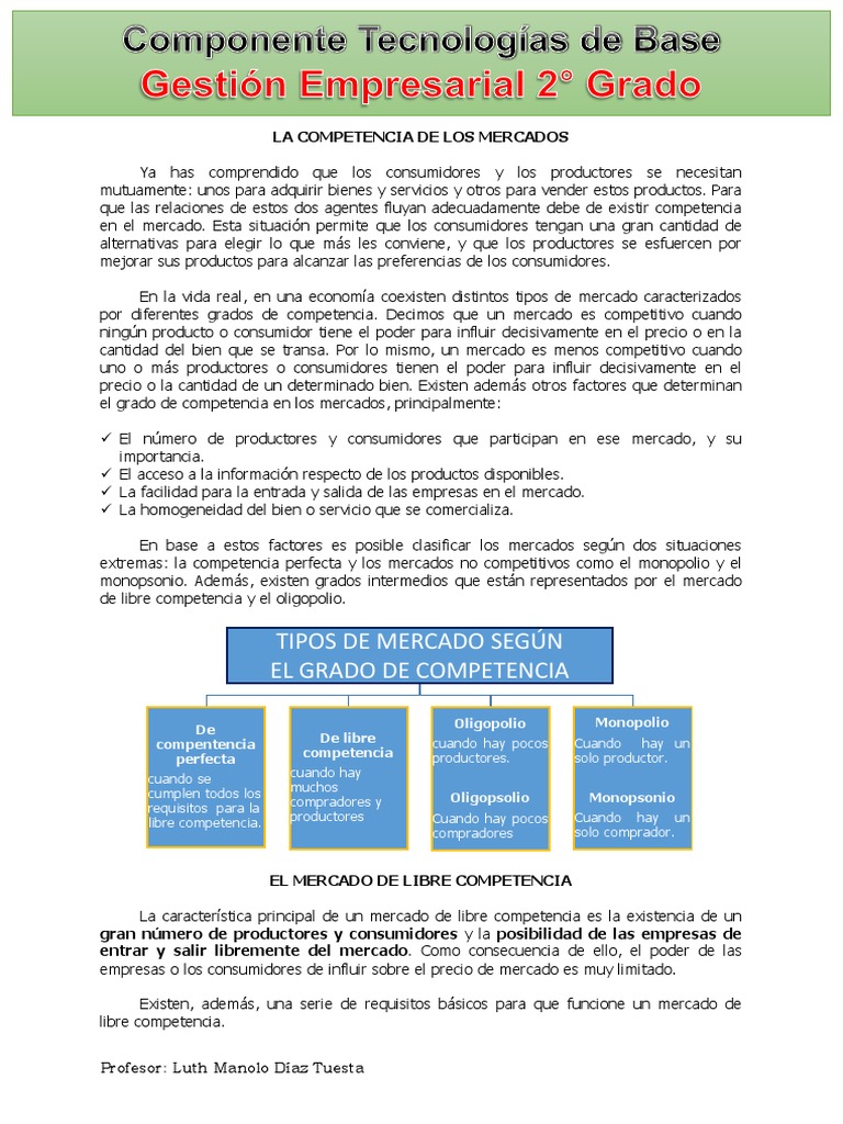Tema 2 Ge - Mercado de Libre Competencia | PDF | Mercado (economía ...