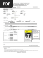 Jharkhand Academic Council, Ranchi: Registration Form For Secondary Examination, Year 2015