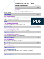 Science Learning Centers - Fall 2014 Sec 02 Center Topics & Student Authors